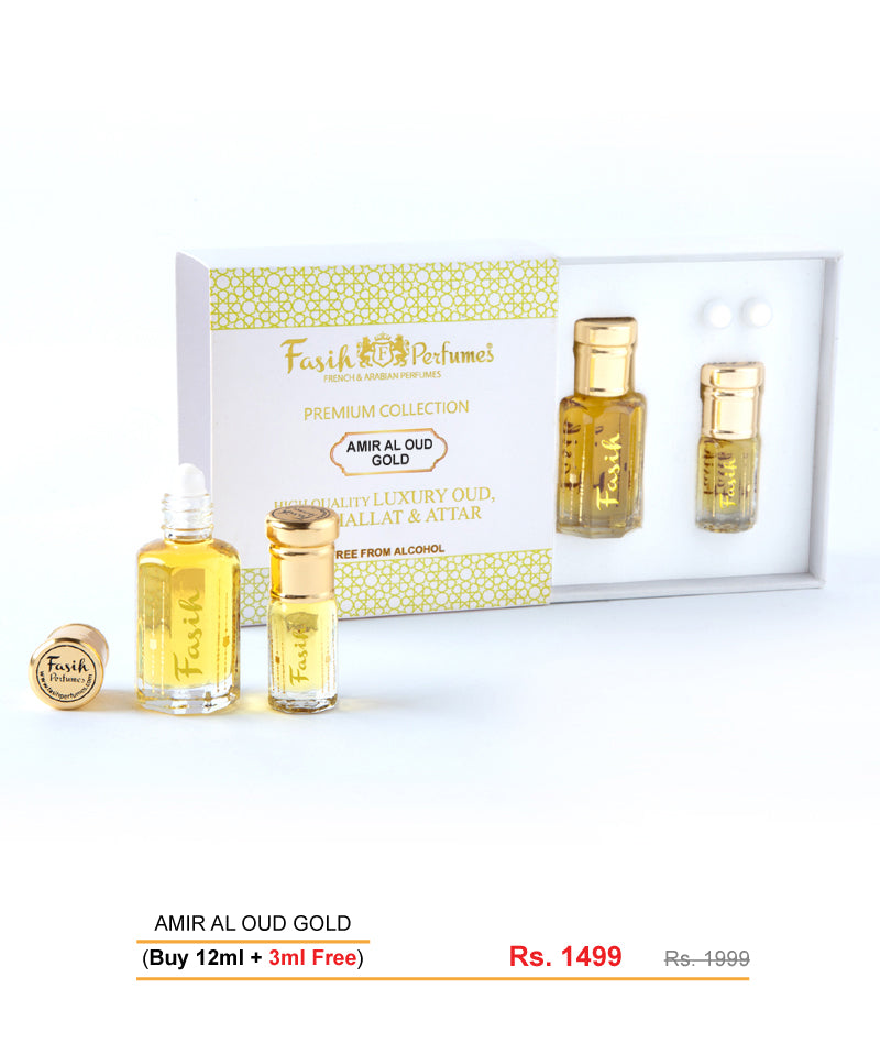  Purchase 12ml Amir Al Oud Gold Non-Alcoholic Attar and get 3ml free.